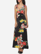 Casual Floral Printed Vintage Deep V Neck Maxi-dress