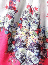 Casual Floral Printed Round Neck Jacquard Skater Dress