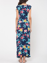 Casual Floral Printed Pockets Charming Round Neck Maxi-dress