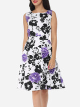 Casual Floral Printed Exquisite Round Neck Skater-dress Casual Floral Printed Exquisite Round Neck Skater-dress