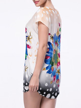 Casual Floral Polka Dot Shell Printed Round Neck Shift Dress