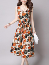 Casual Elastic Waist Printed Two-Piece Maxi Dress