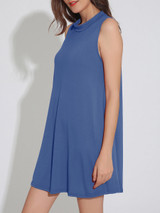Casual Crew Neck Plain Brief Designed Shift Dress