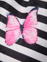 Casual Butterfly Printed Striped Round Neck Skater Dress