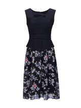 Casual Asymmetric Neck Patchwork Floral Printed Skater Dress