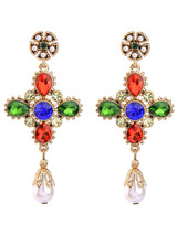 Casual Colorful Rhinestone Faux Pearl Drop Earring