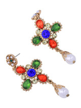 Casual Colorful Rhinestone Faux Pearl Drop Earring