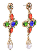 Casual Colorful Rhinestone Faux Pearl Drop Earring