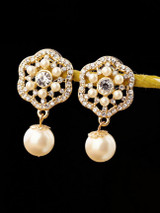Casual Faux Pearl Flower Rhinestone Earring