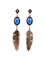 Casual Feather Pendant Faux Crystal Stud Earring
