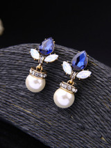 Casual Pearl Pendant Drop Crystal Earring Casual Pearl Pendant Drop Crystal Earring