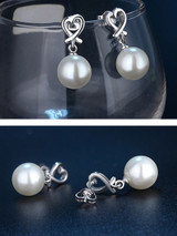 Casual Pearl Pendant Heart Stud Earring Casual Pearl Pendant Heart Stud Earring