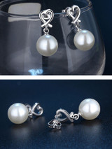 Casual Pearl Pendant Heart Stud Earring Casual Pearl Pendant Heart Stud Earring