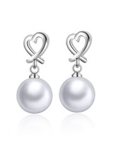 Casual Pearl Pendant Heart Stud Earring Casual Pearl Pendant Heart Stud Earring