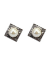Casual Pearl Inlaid Zircon Squared Earring