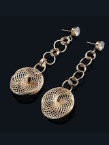 Casual Hollow Out Gold Round Pendant Earring