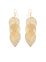 Casual Gold Hollow Out Metal Leaf Earring