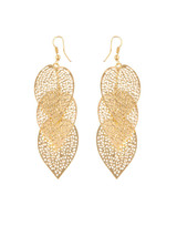 Casual Gold Hollow Out Metal Leaf Earring