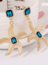 Casual Starfish Faux Crystal Earring