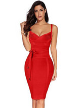 Bandage Dress New Arrivals Summer Yellow Bodycon Dress V Neck Spaghetti Strap Autumn Party Bandage Dress