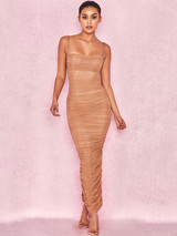 Pleated With a Slit Maxi Dresses