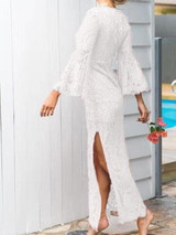 Deep V-neck Split-side Flare Sleeves Long Evening Dresses Deep V-neck Split-side Flare Sleeves Long Evening Dresses