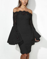 Sexy Lace Flared Sleeves Bodycon Off-the-shoulder Midi Dress Sexy Lace Flared Sleeves Bodycon Off-the-shoulder Midi Dress