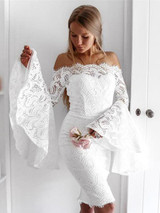 Sexy Lace Flared Sleeves Bodycon Off-the-shoulder Midi Dress Sexy Lace Flared Sleeves Bodycon Off-the-shoulder Midi Dress