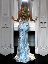 Sexy Backless Sequins Maxi Evening Dress