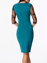 Casual Sweet Heart Patchwork Hollow Out Split Evening Dress