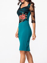 Casual Sweet Heart Patchwork Hollow Out Split Evening Dress