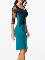 Casual Sweet Heart Patchwork Hollow Out Split Evening Dress