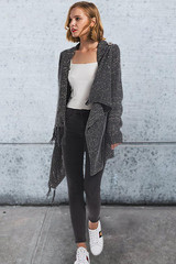 Tassel Asymmetrical Hem Shawl Speckled Fringe Cardigan