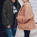 Elegant Faux Fur Coat Women Autumn Winter Warm Soft Zipper Fur Jacket Female Plush Overcoat Pocket Casual Teddy Outwear