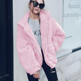 Elegant Faux Fur Coat Women Autumn Winter Warm Soft Zipper Fur Jacket Female Plush Overcoat Pocket Casual Teddy Outwear