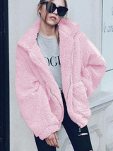 Elegant Faux Fur Coat Women Autumn Winter Warm Soft Zipper Fur Jacket Female Plush Overcoat Pocket Casual Teddy Outwear