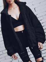 Elegant Faux Fur Coat Women Autumn Winter Warm Soft Zipper Fur Jacket Female Plush Overcoat Pocket Casual Teddy Outwear