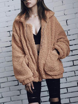 Elegant Faux Fur Coat Women Autumn Winter Warm Soft Zipper Fur Jacket Female Plush Overcoat Pocket Casual Teddy Outwear