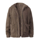 Elegant Faux Fur Coat Women Autumn Winter Warm Soft Zipper Fur Jacket Female Plush Overcoat Pocket Casual Teddy Outwear