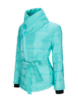 High Neck Bowknot Asymmetric Hem Plain Padded Coat