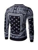 Casual Round Neck Retro Paisley Printed Men Sweatshirt