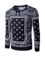 Casual Round Neck Retro Paisley Printed Men Sweatshirt