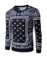 Casual Round Neck Retro Paisley Printed Men Sweatshirt