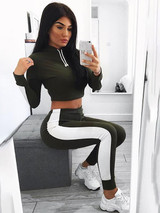 Sport Suit Women Sportswear Tracksuit Jogging Suits for Women Sport Wear Running Outfits Long Sleeve Hooded Crop Top Pants Suits