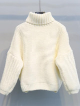 New White High Neck Dolman Sleeve Oversize Casual Pullover Sweater New White High Neck Dolman Sleeve Oversize Casual Pullover Sweater