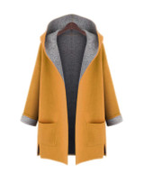 Hooded Patch Pocket Side-Vented Plus Size Coat