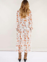 Pretty Bohemia Floral Long Sleeve V Neck Maxi Dress