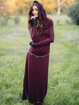 Hooded Long Sleeves Solid Maxi Dress