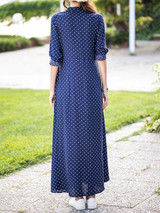 Polka-dot V-neck Long Sleeves Maxi Dress