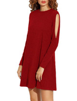 Solid Color Off shoulder long sleeve Mini Dress